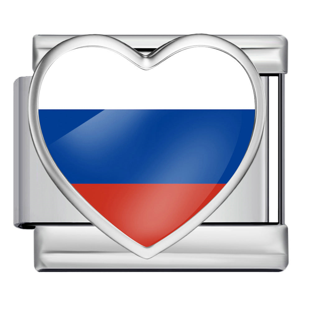Wholesale Heart-Shaped Flag Pattern Stainless Steel Bracelet Strap Chain Fashion Accessory Gift