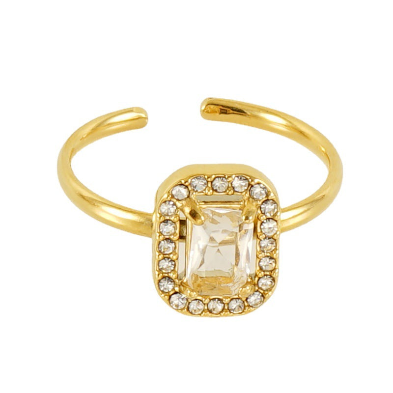 Wholesale Titanium Steel Diamond Heart Movable Adjustable Zircon Rings ACC-RS-ZhongXin004