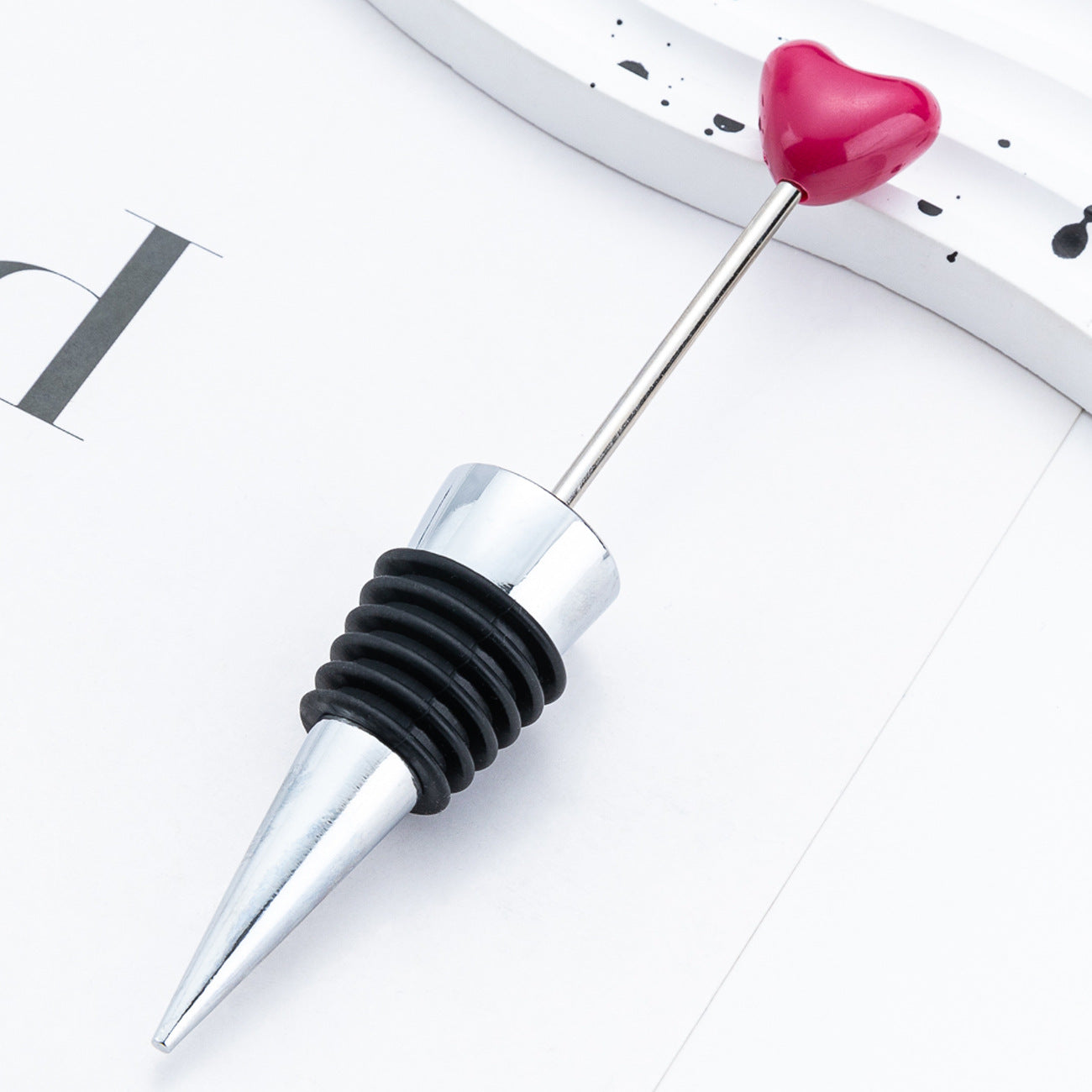 Wholesale DIY beadable Heart-Shaped Wine Stoppers