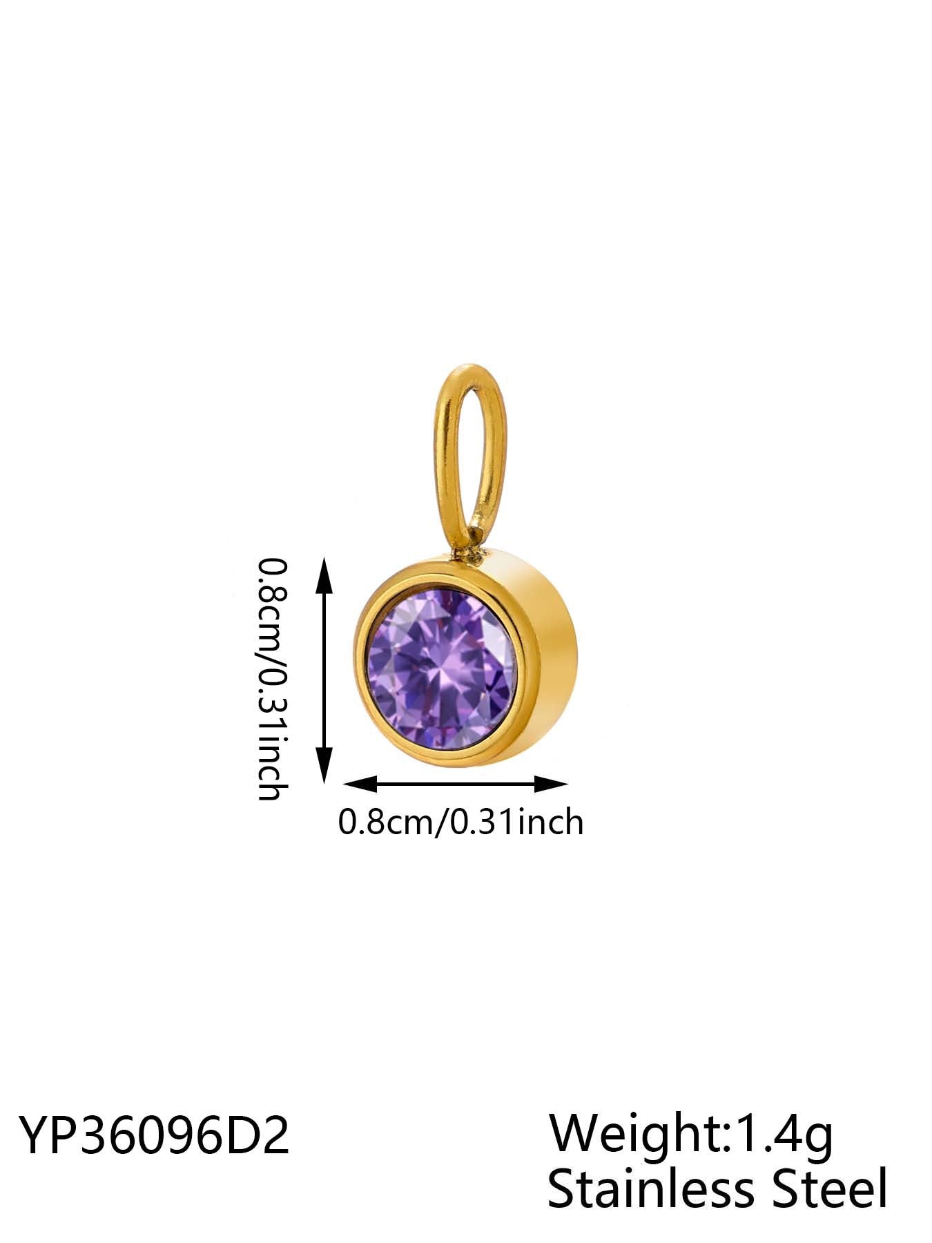 Wholesale Stainless steel birthday stone DIY color pendant