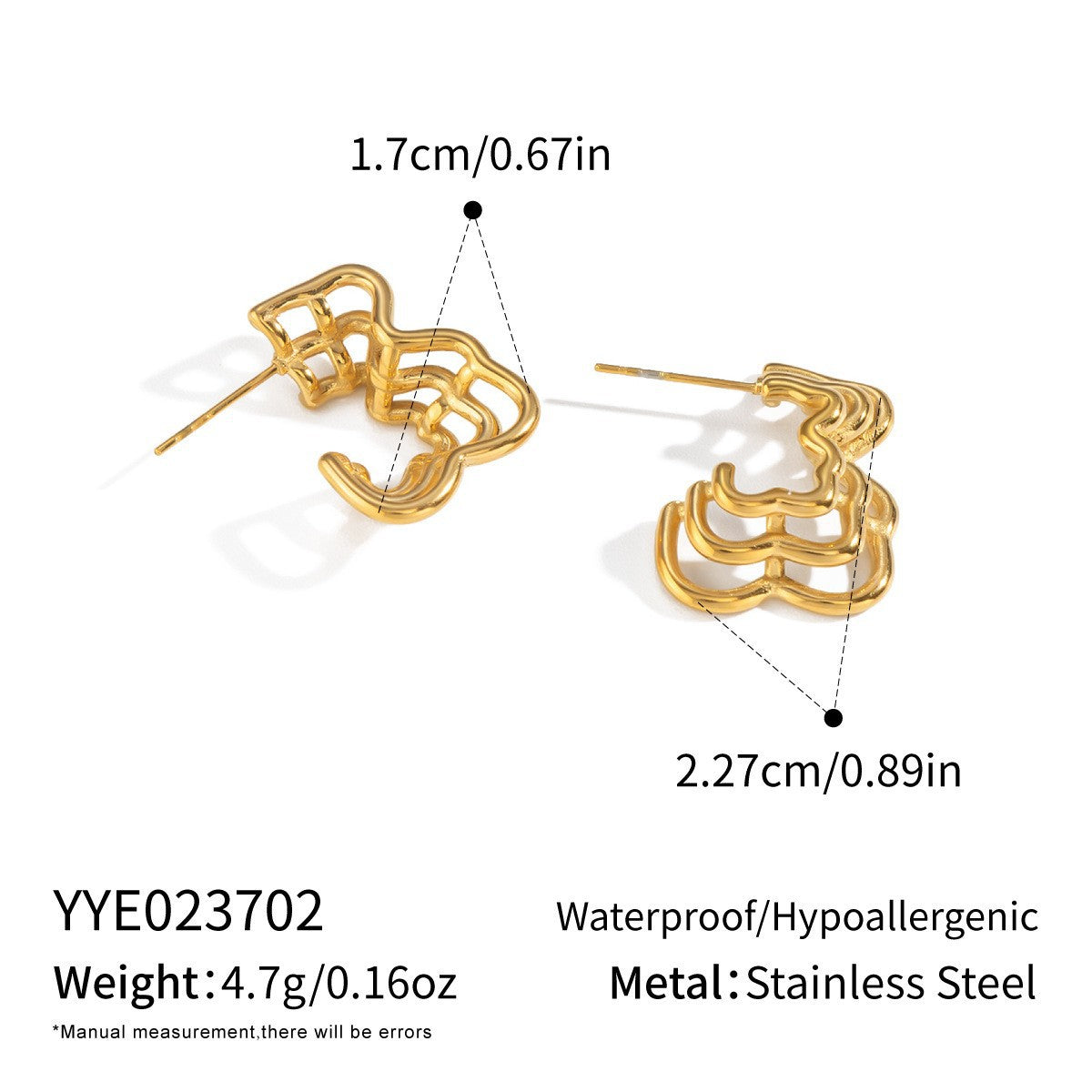 Wholesale Trendy 18K Gold Plated Stainless Steel Floral Earrings Set for Women Boutique Resale Jewelry Accessory