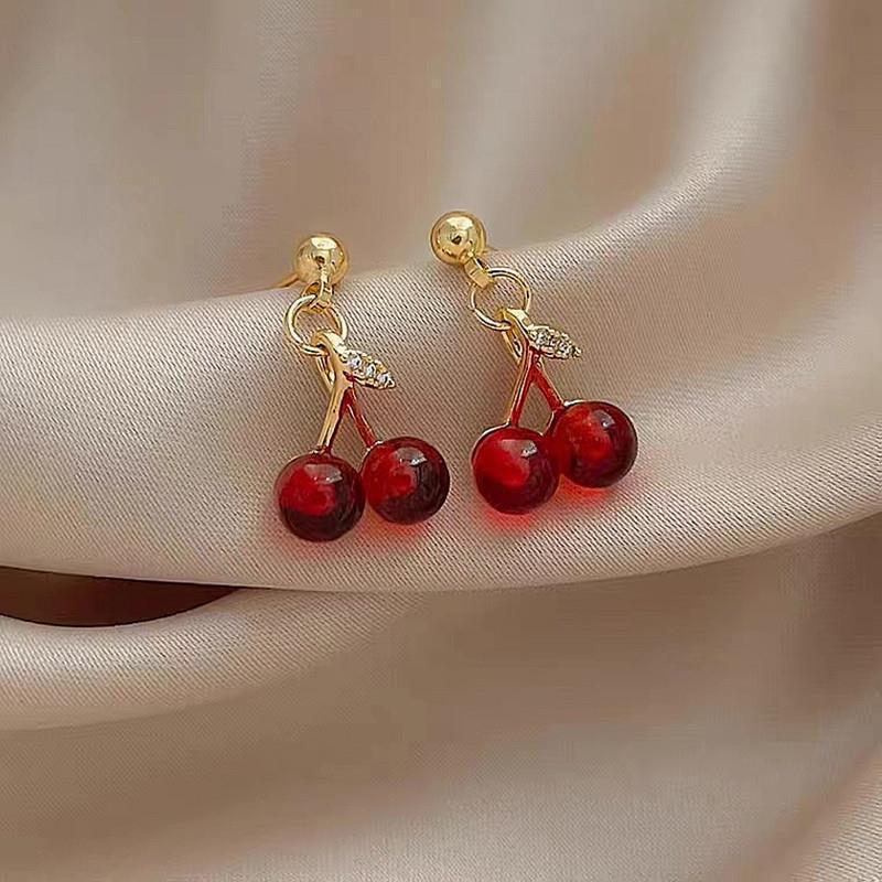 Wholesale 925 silver red cherry necklaces earrings