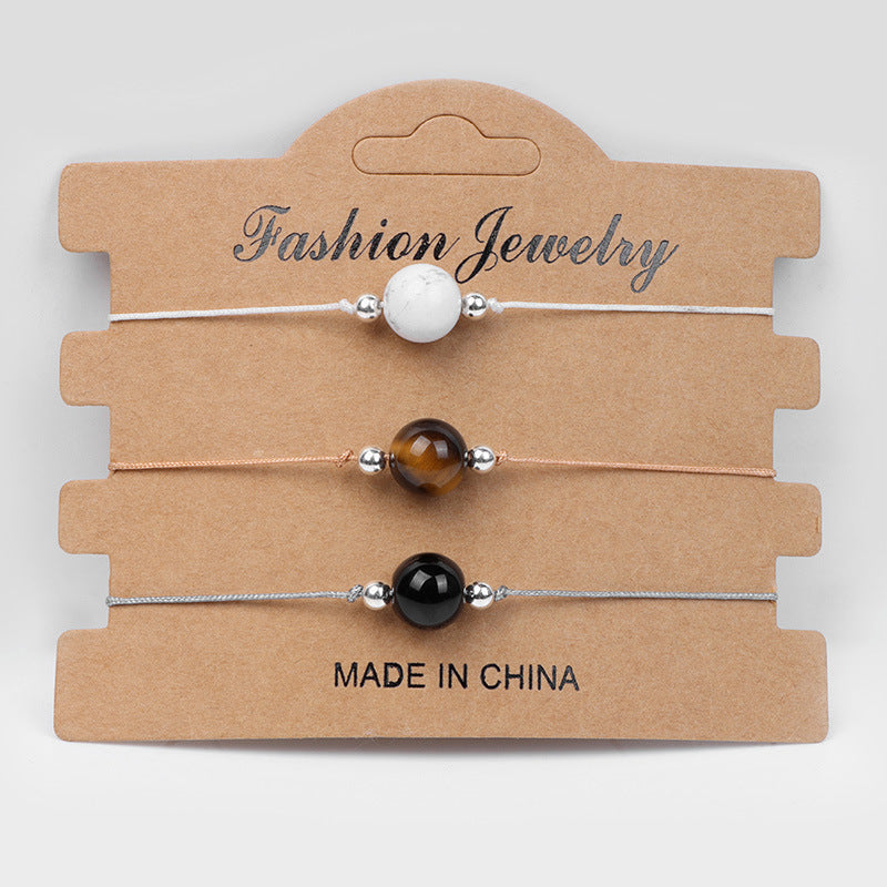 Wholesale Handmade Natural Agate Stone Woven Rope Unisex Couple Bracelet Stylish Fashion Accessory Boutique Gift