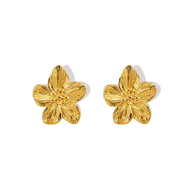 Wholesale Flower Earrings 18K Gold Geometric Stainless Steel Earrings ACC-ES-ZhongYao006