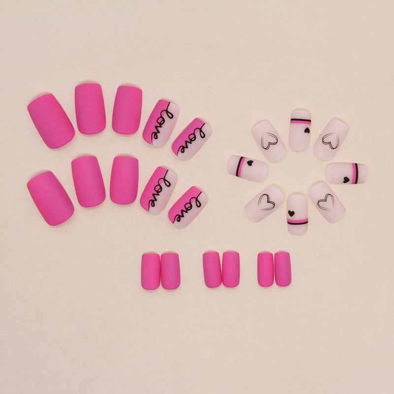 Wholesale 24 Pieces/box Valentine's Day Medium and Long Love Nails Kits Nail Stickers ACC-NS-QiHeng020