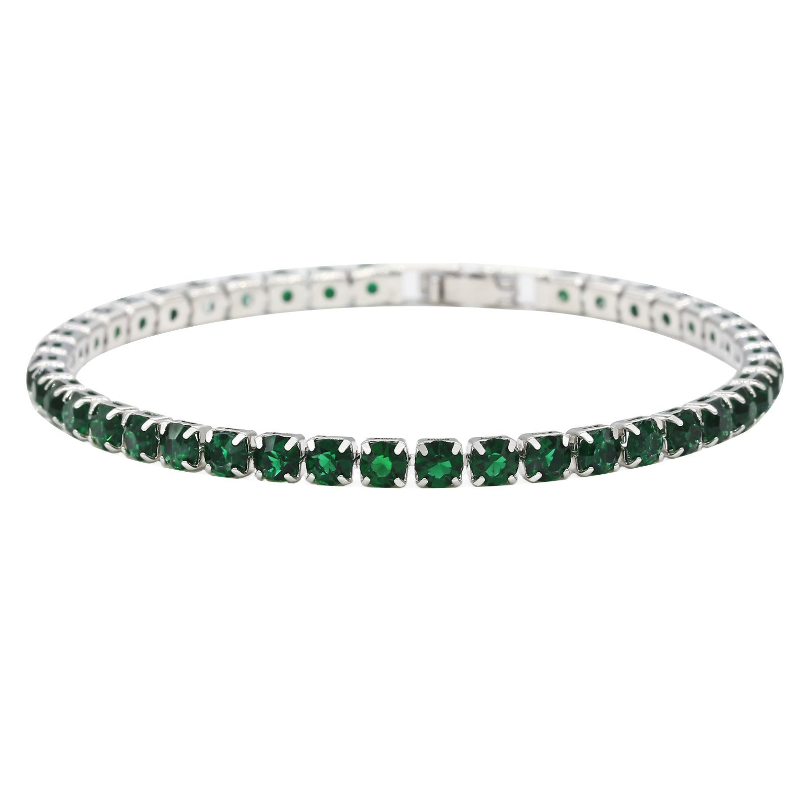 Wholesale Stylish Alloy Tennis Bracelet Geometric Rhinestone Design Platinum White Finish 17Cm Unisex Everyday Jewelry Gift