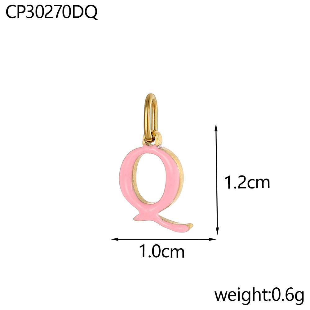 Wholesale Colorful 26 English letters oil-dripping stainless steel vacuum electroplating pendant