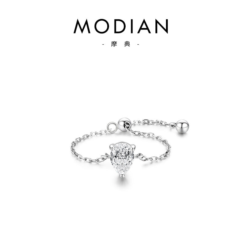 Wholesale S925 Silver Zircon Ring Open Adjustable Ring ACC-RS-MoDian004