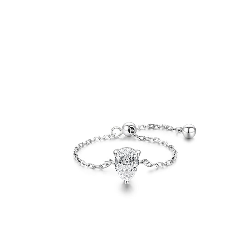 Wholesale s925 silver  water drop simulation diamond ring