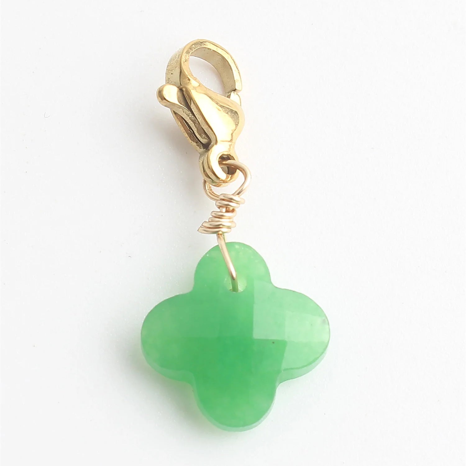 Wholesale Stainless Steel Four Leaf Clover Sun Ray Lobster Clasp Pendant Colored Stone Necklace