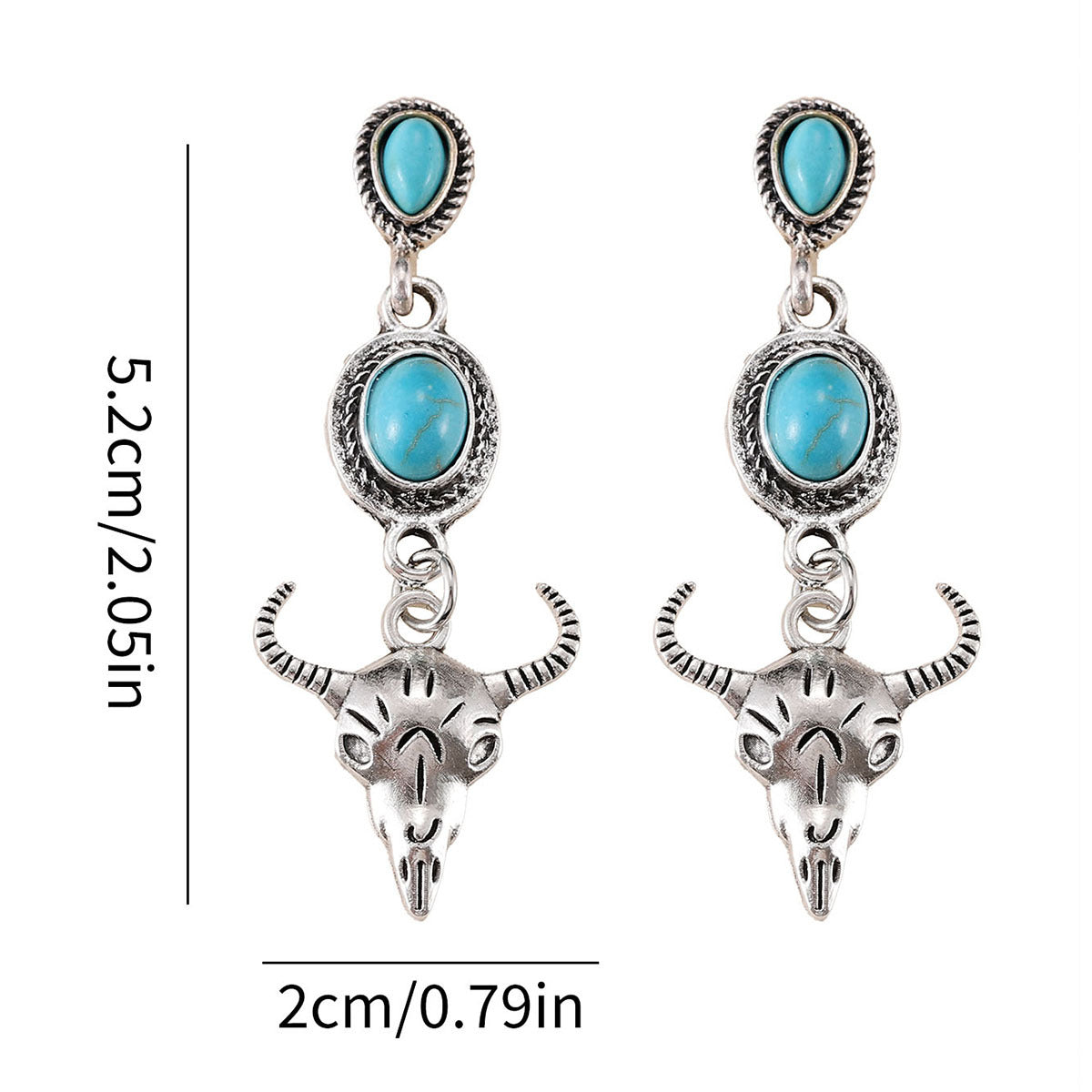 Wholesale Western cowboy retro oval metal earrings
