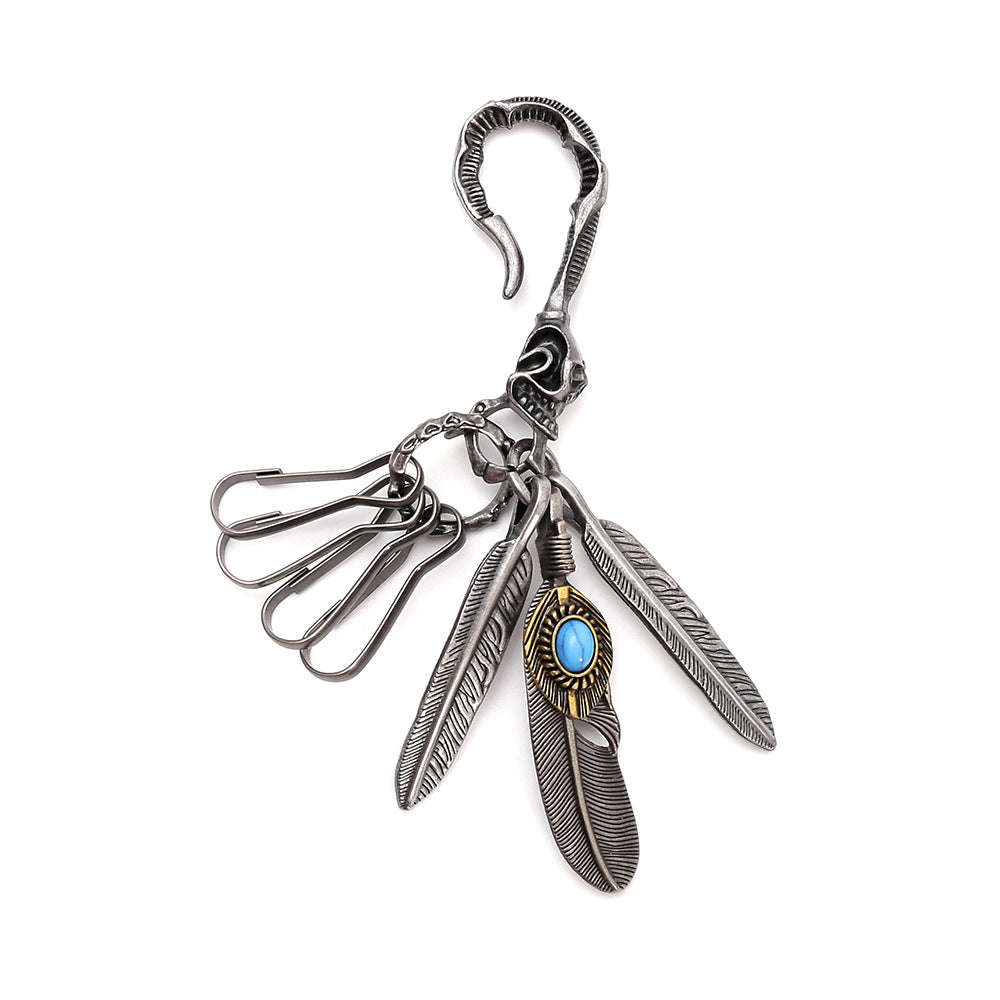 Wholesale Vintage Turquoise Feather Keychain