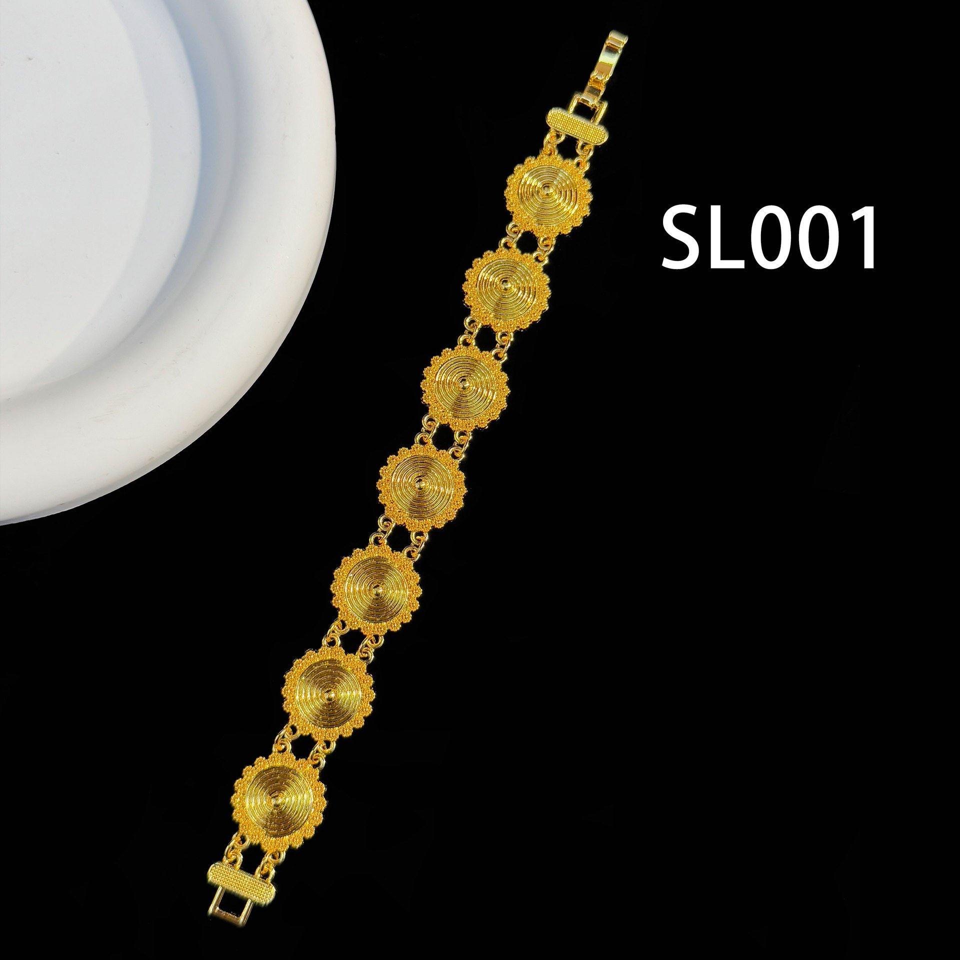 Wholesale Middle Eastern Retro Heart Geometric Chain Bracelet Gold Plated Alloy Women' s Jewelry Accessory Gift