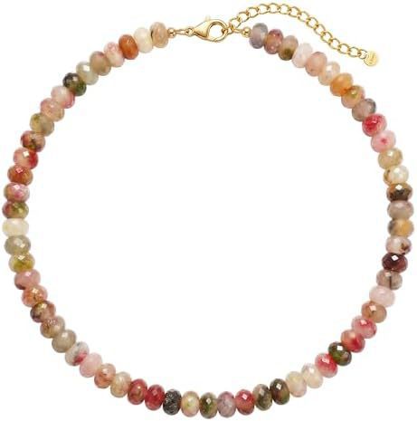 Wholesale Layered Rainbow Beaded Necklace with Natural Stone Pendant - Beach Fashion Accessory for Women