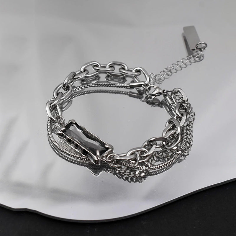 Wholesale  Light Luxury Diamond Couple's Titanium Steel Bracelet