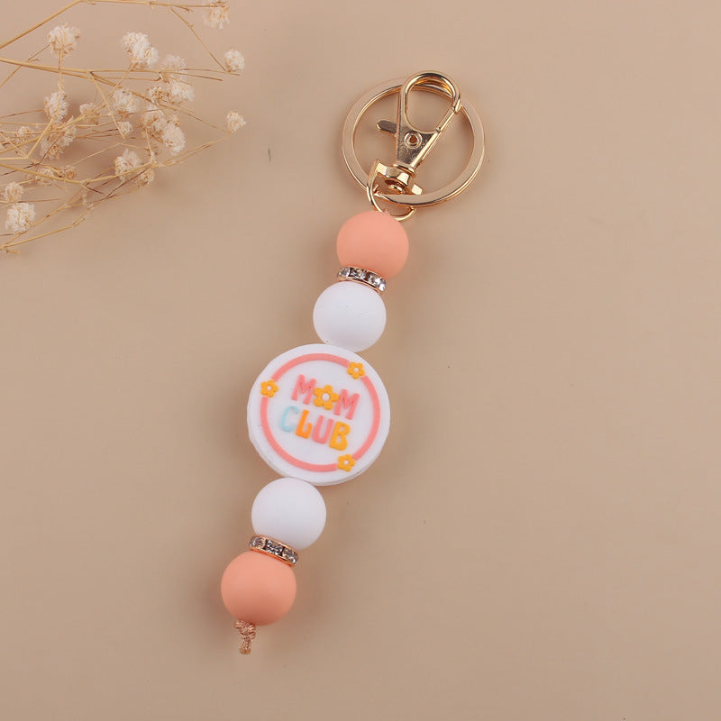 Wholesale Cartoon Silicone MAMA Beaded Keychain
