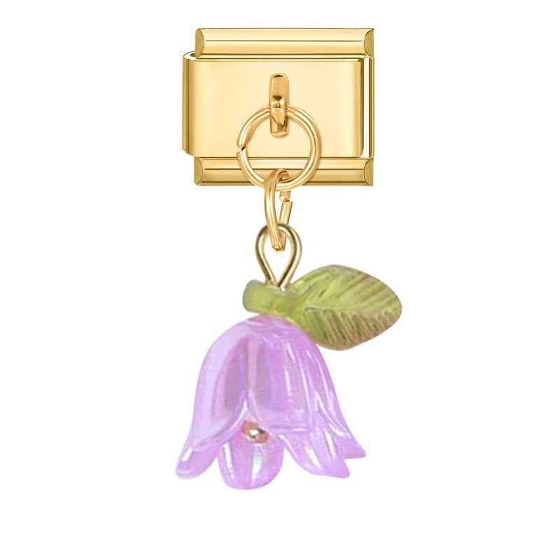 Wholesale 9mm Italian Charm Starter Bracelets DIY flower Single Section Creative Stainless Steel Composable Bracelet