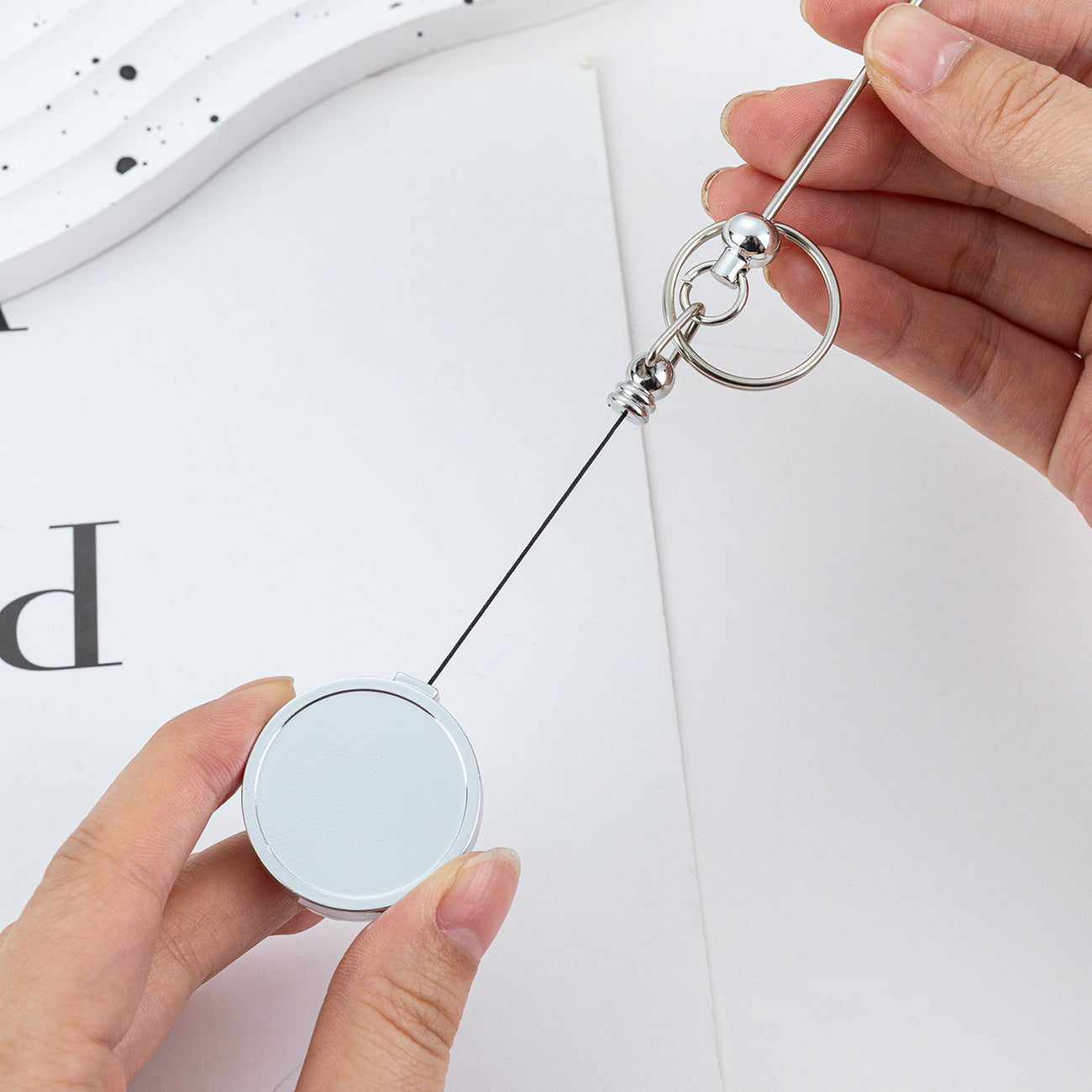 Wholesale DIY retractable card holder buckle Beadable Keychains