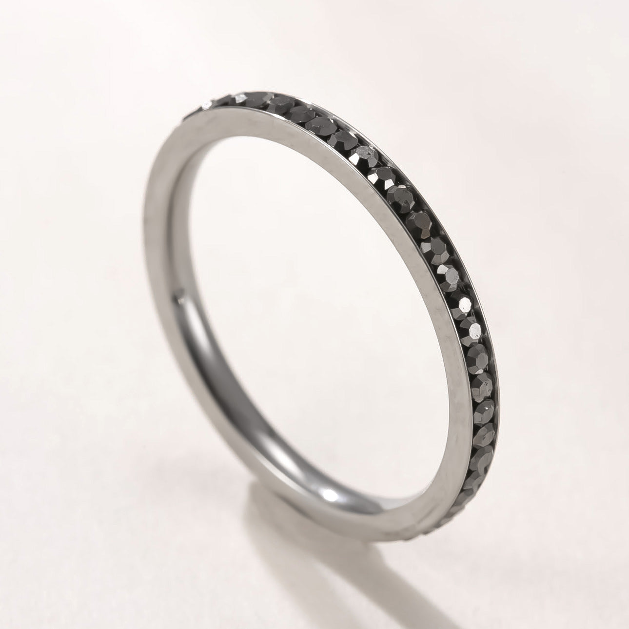 Wholesale Stainless Steel 2Mm Colored Diamond Couple Ring Chic Geometric Unisex Jewelry Accessory Gift