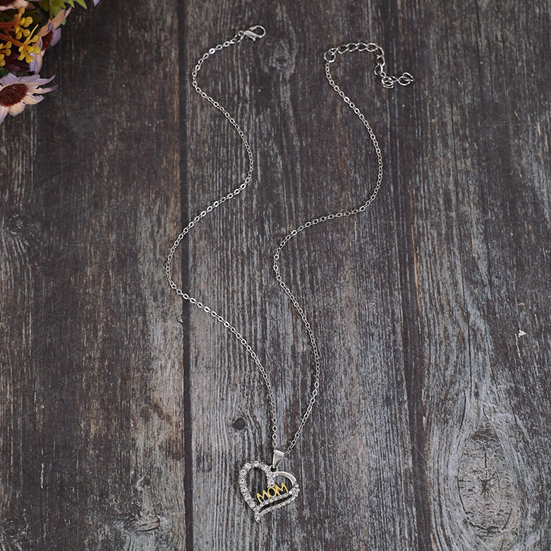 Wholesale Mother's Day Heart Shape MOM Alloy Necklace ACC-NE-SaiPu003