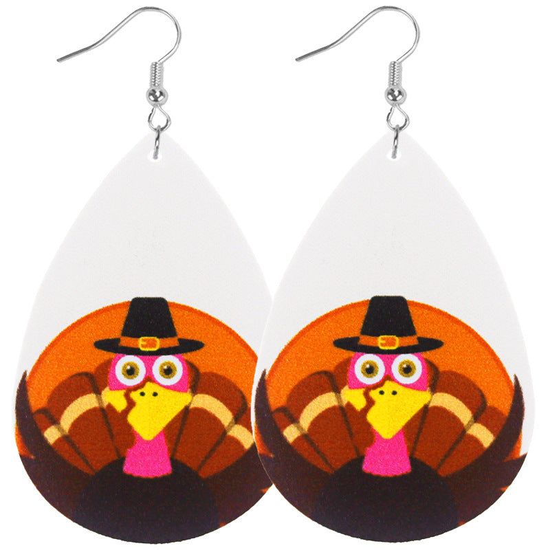 Wholesale Thanksgiving Autumn Cute Pumpkin Turkey Acrylic Earrings