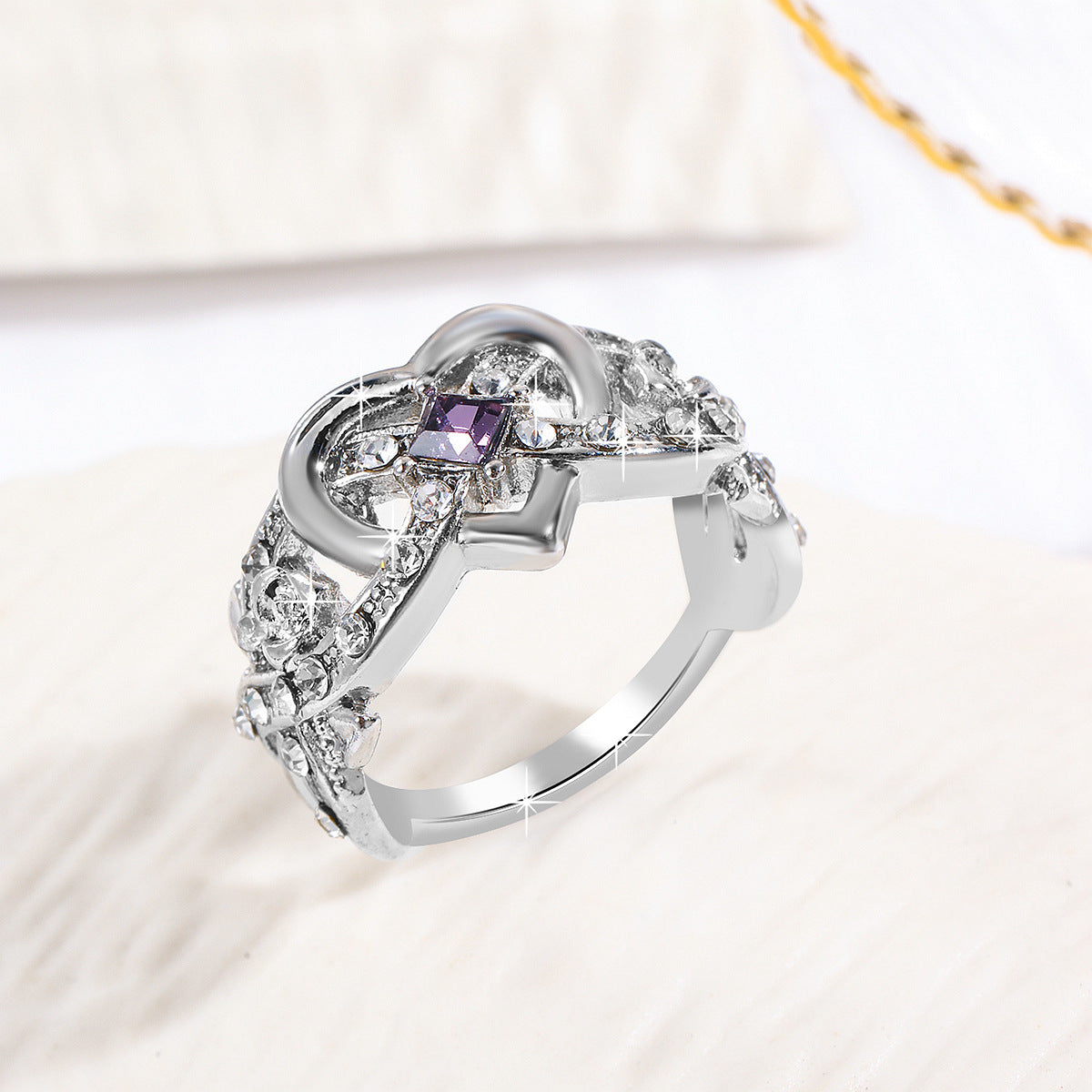 Wholesale Creative Love Zircon silver Ring