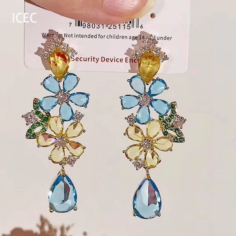 Wholesale  fairy color flower earrings temperament personality earrings