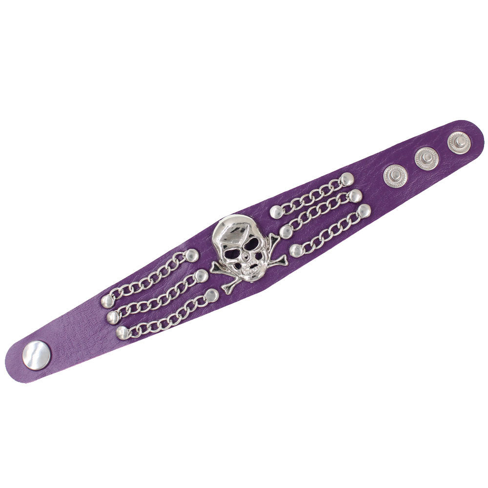 Wholesale Leather Punk Skull Bracelet