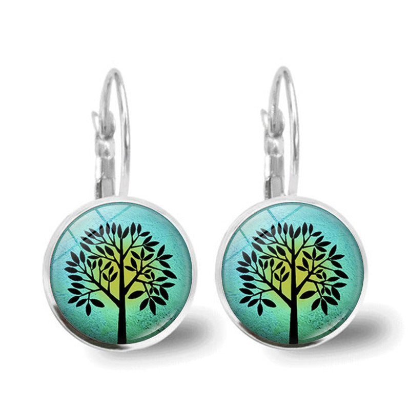 Wholesale Tree of Life Time Gemstone Earrings