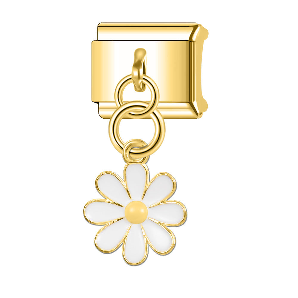 Wholesale Italian Charm Bracelet 9mm DIY Splicing Daisy Series Stainless Steel Composable Bracelet