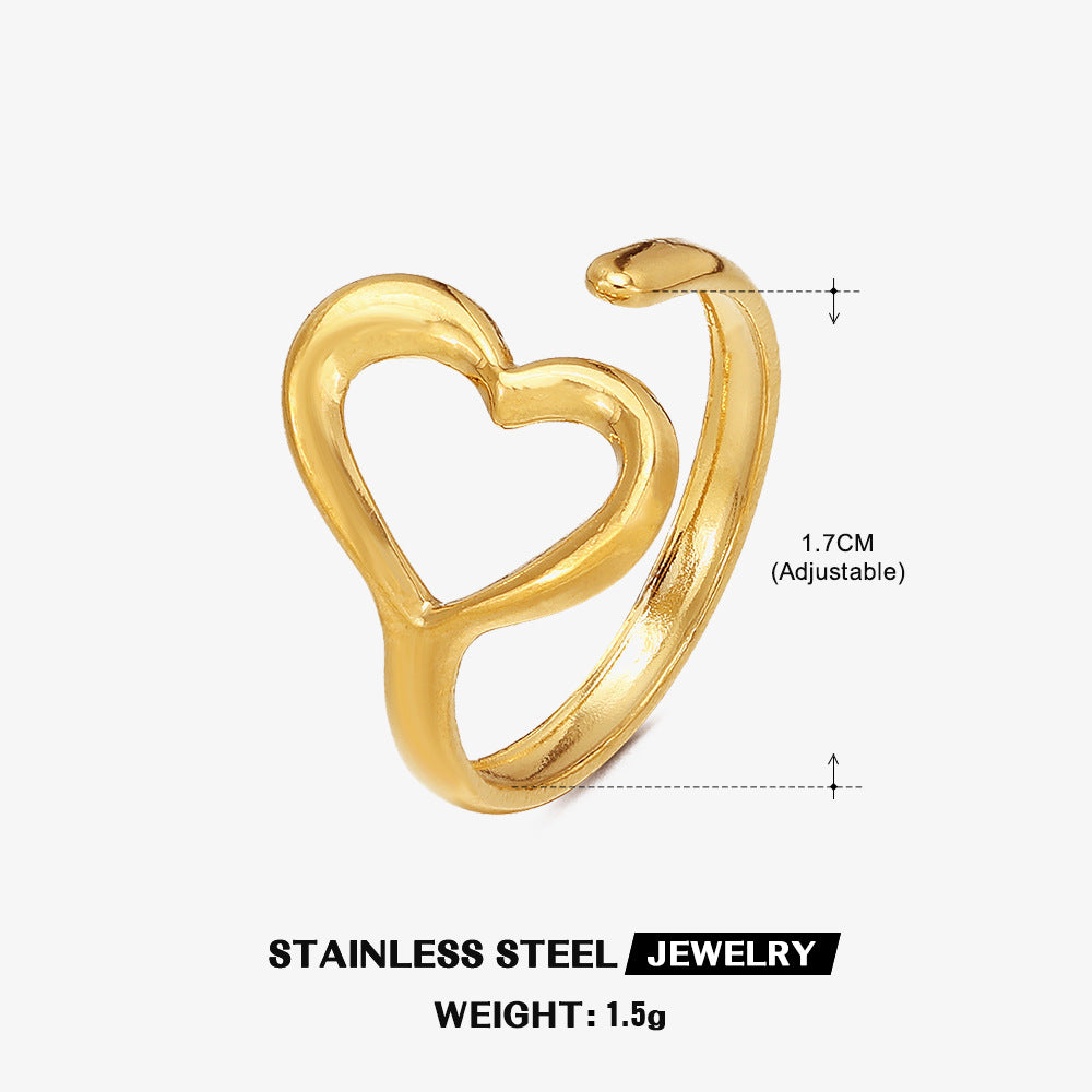 Wholesale Stainless Steel Love Heart 18K Gold Plated Ring