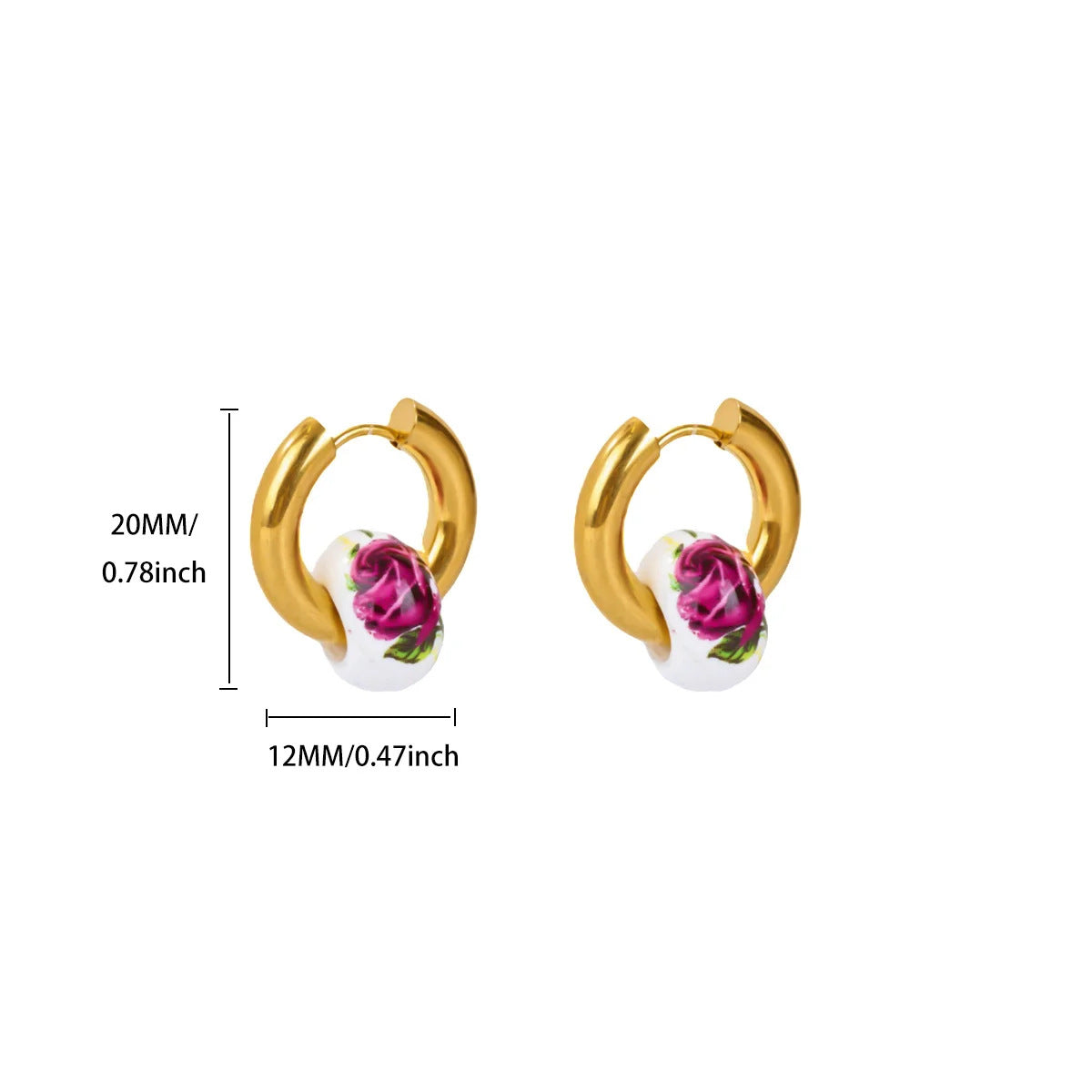 Wholesale Stainless steel earrings plated with 18K gold and natural stone