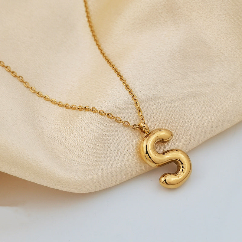 Wholesale 26 Letters 18K Gold Plated Polished Letter Necklaces ACC-NE-GuDi014