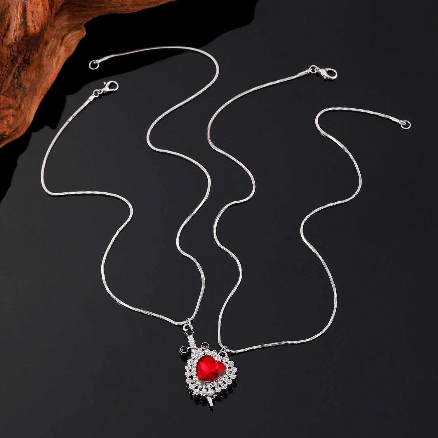 Wholesale Sword Love Couple Necklace Alloy Diamond Necklace