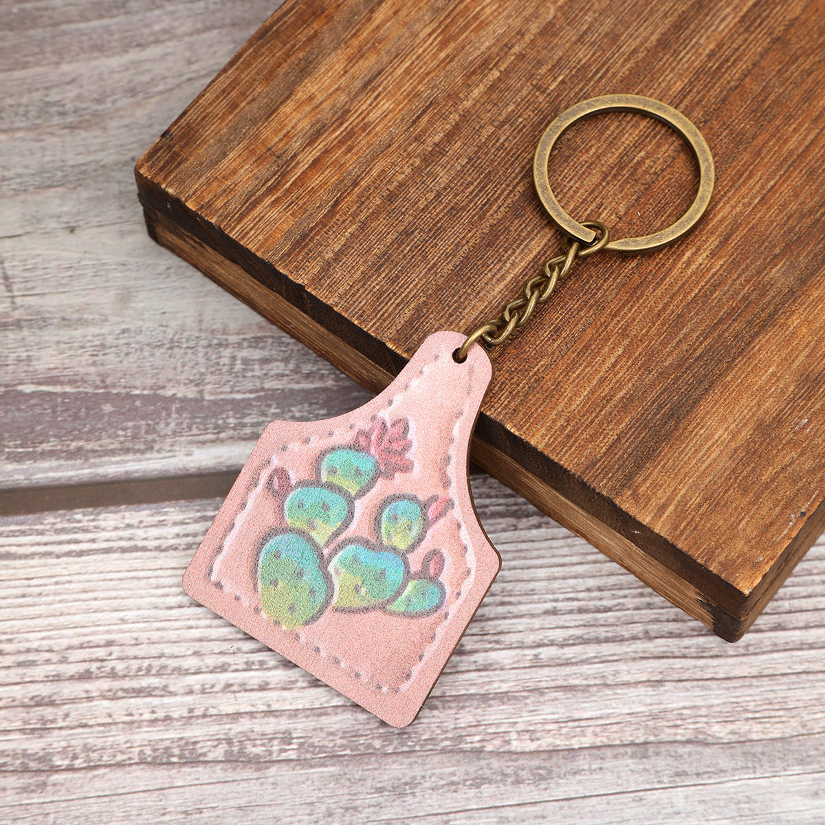 Wholesale Zinc Alloy Cactus Horse Head Keychain Western Farm Style Car Key Accessory for Boutique Resale