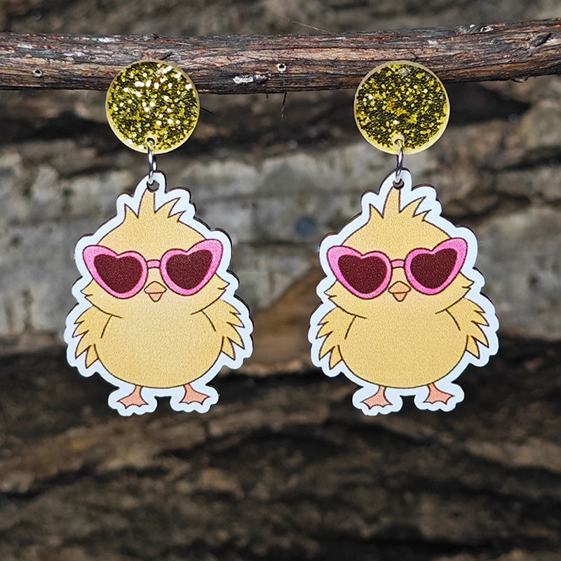 Wholesale Easter Glasses Purple Bunny Earrings