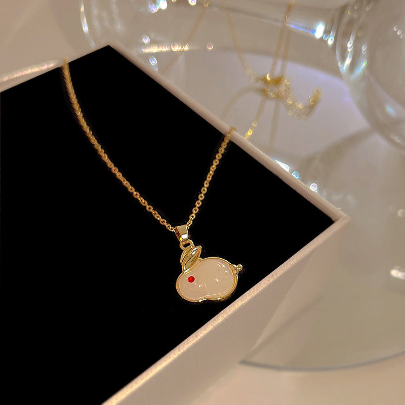 Wholesale Jade Rabbit Titanium Steel Light Luxury Necklace