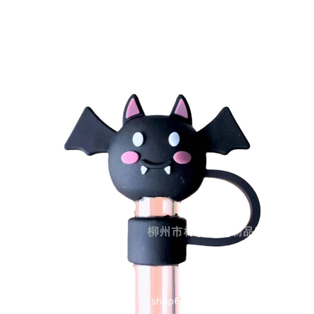 Wholesale  10mm Halloween Creative Cartoon Sports PVC Soft Straw Tube Cap