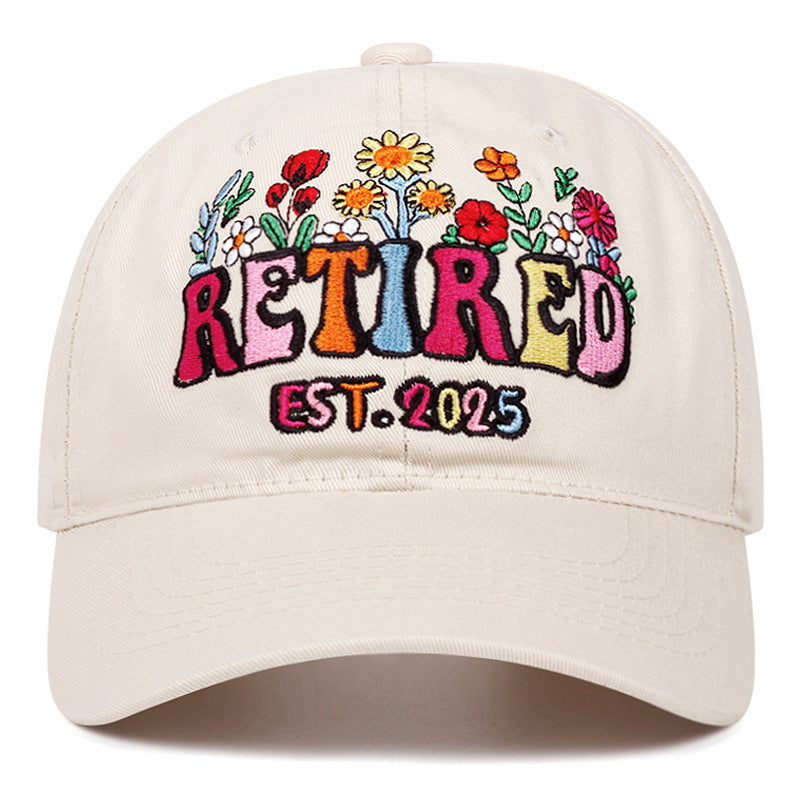Wholesale Beige Retired Embroidered Baseball Cap Chic Outdoor Casual Sun Hat For Retirement Party Gift