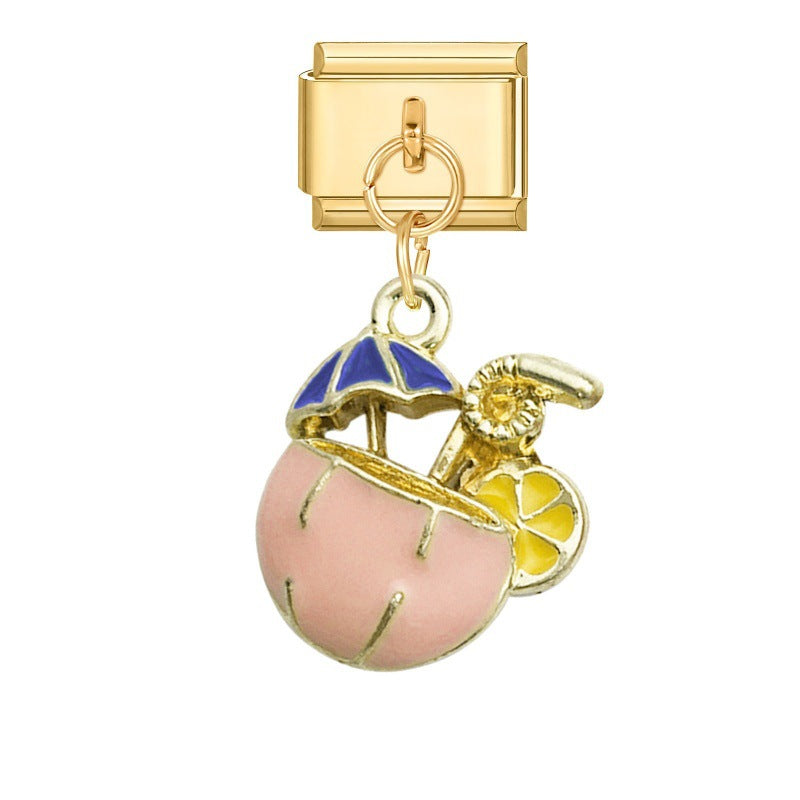 Wholesale Italian modular heart flower DIY bracelet pendant accessories