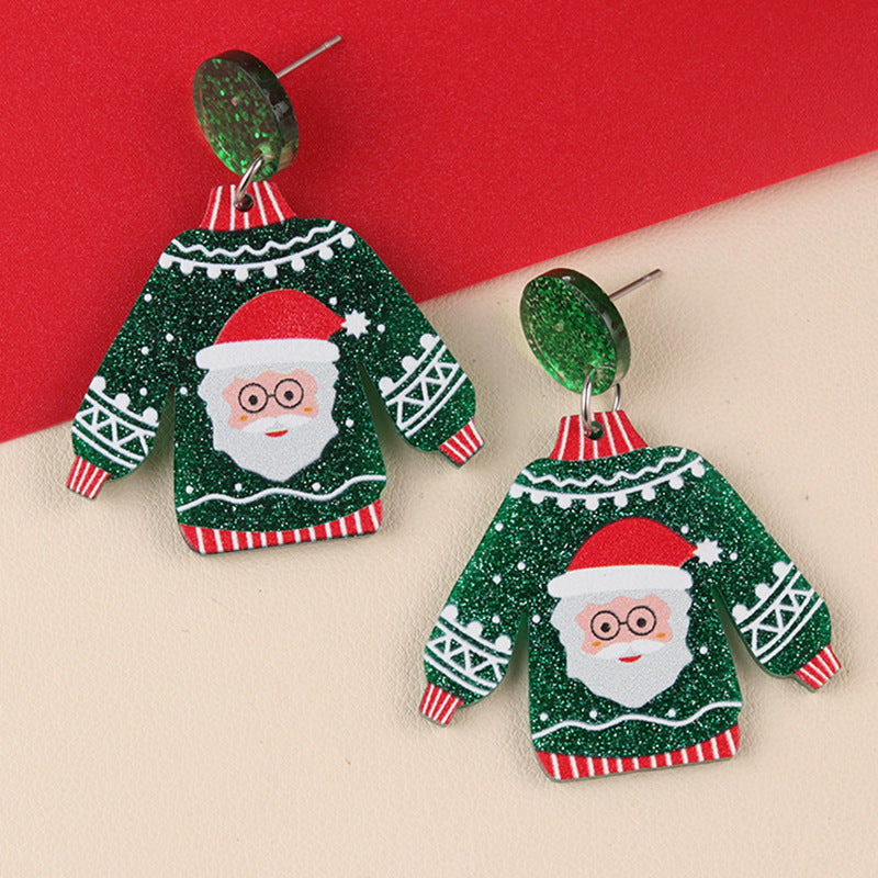Wholesale Acrylic Sweater Christmas Earrings