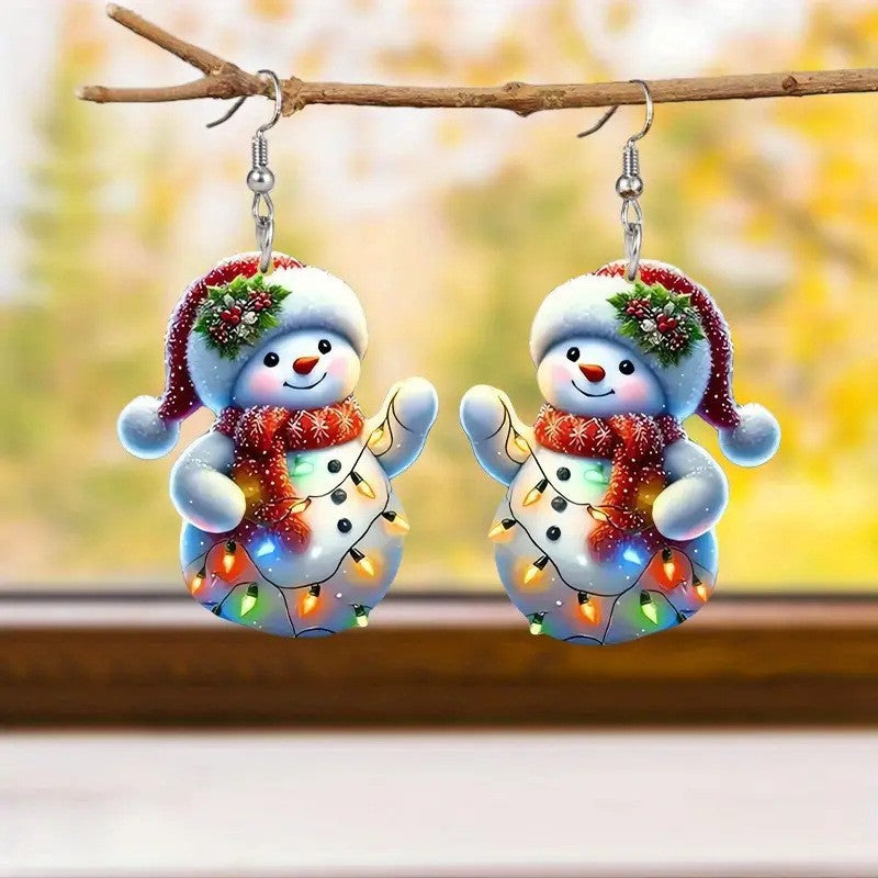 Wholesale Pink f Snowman Acrylic Earrings
