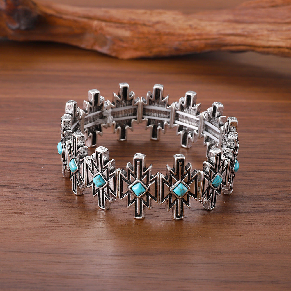 Wholesale Bohemian Style Adjustable Bracelet Turquoise Tone Zinc Alloy Electroplated Fashion Accessory