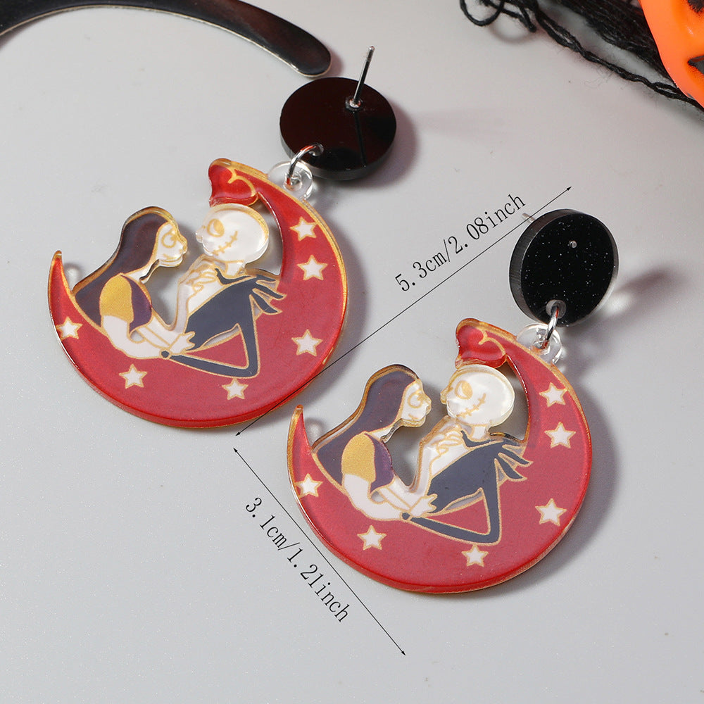 Wholesale Halloween Acrylic Nightmare Before Christmas Print Earrings ACC-ES-Haoc001