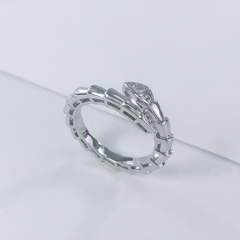 Wholesale Snake Bone Design Open Ring Gold Plated Copper with Crystal Accents Fashion Jewelry Gift