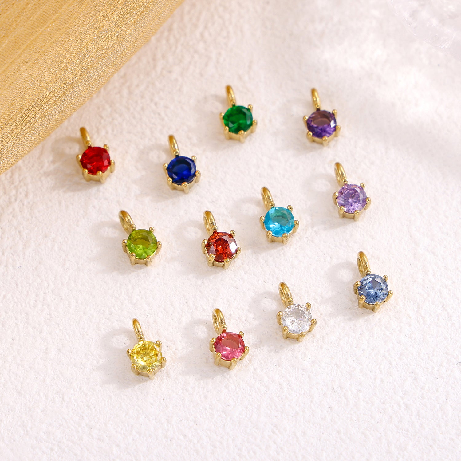 Wholesale DIY jewelry accessories stainless steel zircon claw support round water drop zircon pendant