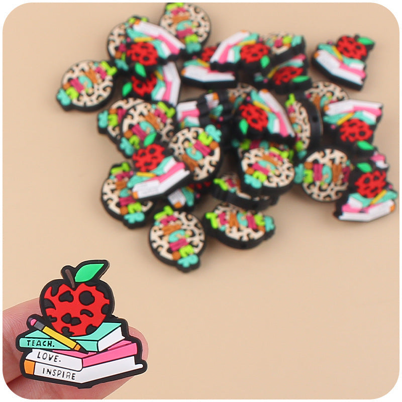 Wholesale 10pcs Cartoon Books Apples Teachers Silicone Focal Beads ACC-BDS-GuangTian008