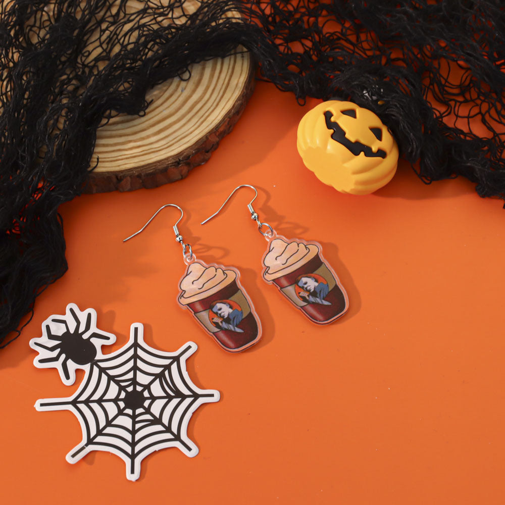 Wholesale  Acrylic Pumpkin Lantern Bat Earrings