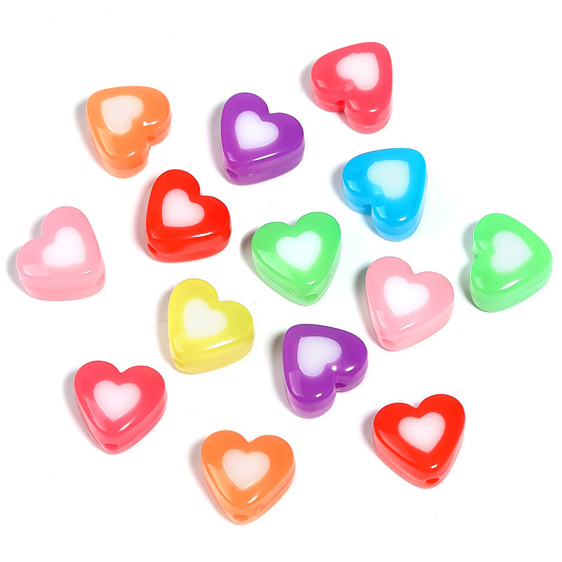 Wholesale 100pcs Acrylic Color Matching Double Love Vertical Hole Beads Diy Accessories ACC-BDS-BLG100