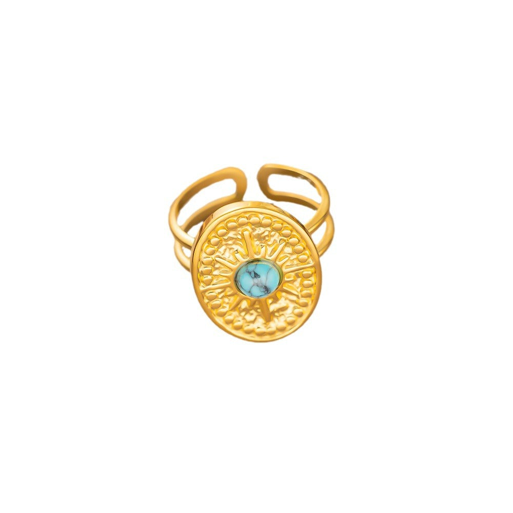 Wholesale Titanium Steel Geometric Open Adjustable Rings ACC-RS-YiBao009